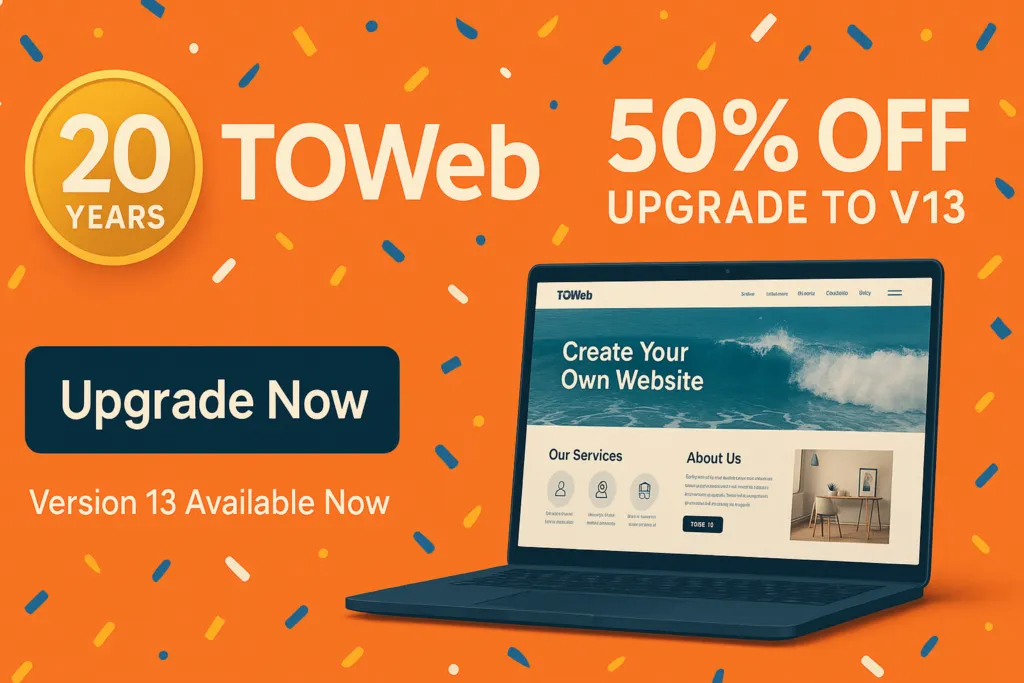 Offre 50% pour les 20 ans de TOWeb