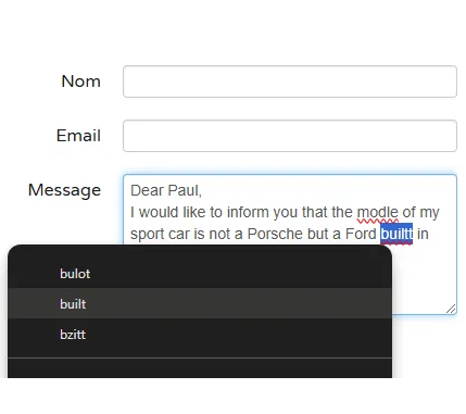 form field spell checker